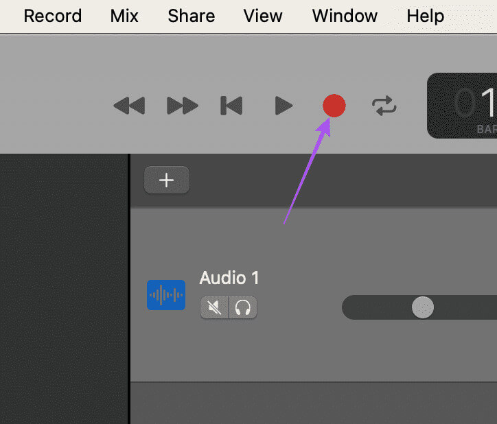 press-record-garageband-mac 3 أفضل الطرق لتسجيل الصوت على Mac