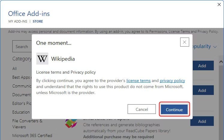 privacy-notice كيفية تثبيت واستخدام الوظائف الإضافية لـ Microsoft Office