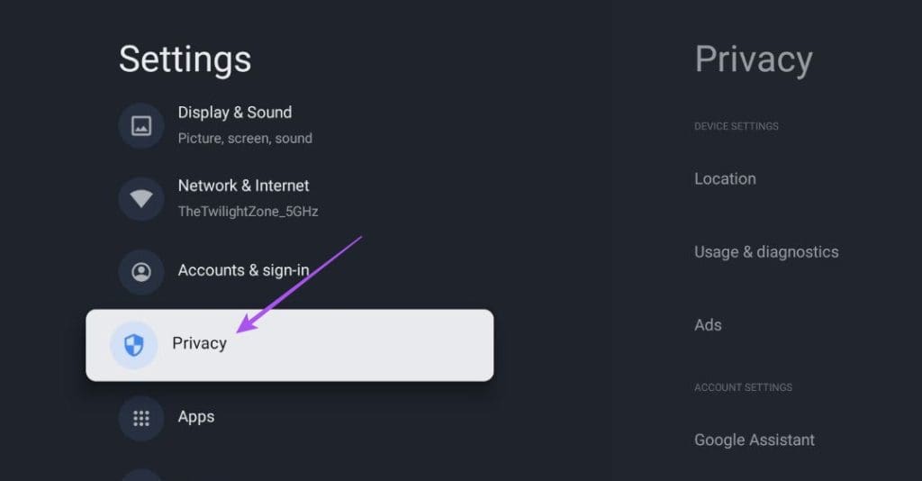 privacy-settings-google-tv-1024x534-1 أفضل 6 إصلاحات لعدم عمل Google Assistant على Google TV