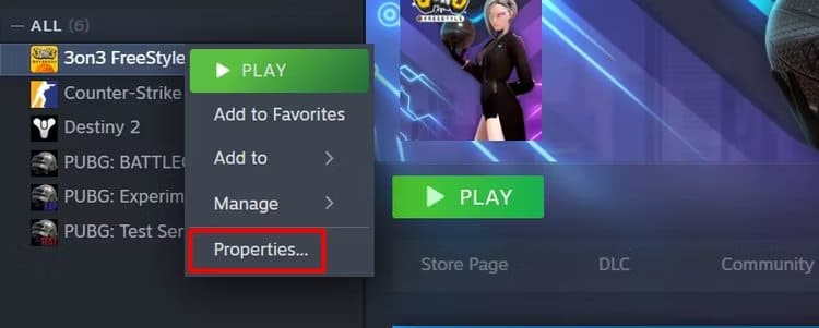 properties-option-in-game-context-menu كيفية إصلاح خطأ Steam Cloud Sync للحفاظ على ألعابك المحفوظة آمنة