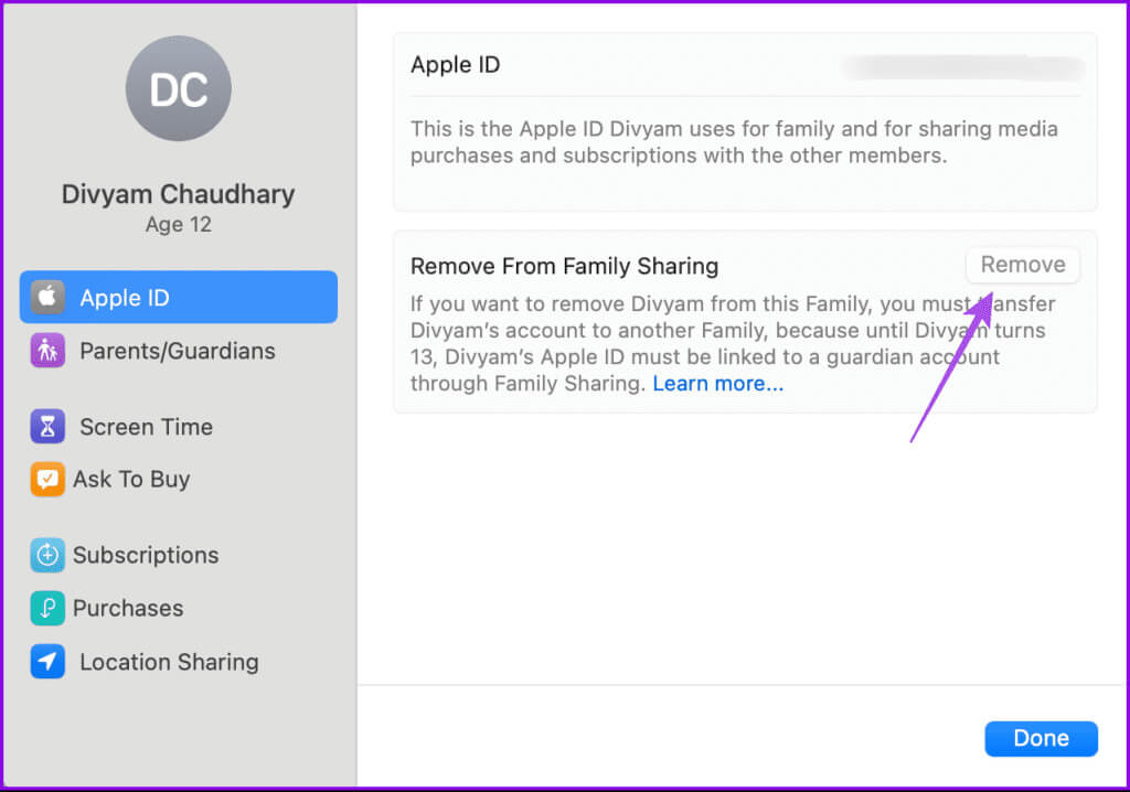 remove-from-family-sharing-child-account-mac-1024x718-1 كيفية إعداد أدوات الرقابة الأبوية على Mac