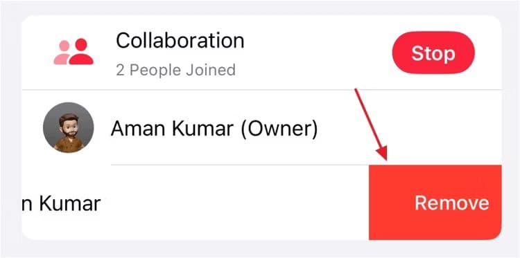remove-option-to-remove-a-collaborator-from-the-playlist كيفية استخدام قوائم التشغيل التعاونية على Apple Music