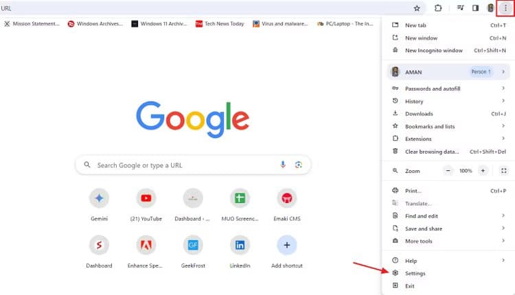settings-option-in-chrome كيفية تجاوز رسالة "فشل - تم اكتشاف فيروس" في Chrome عند تنزيل الملفات