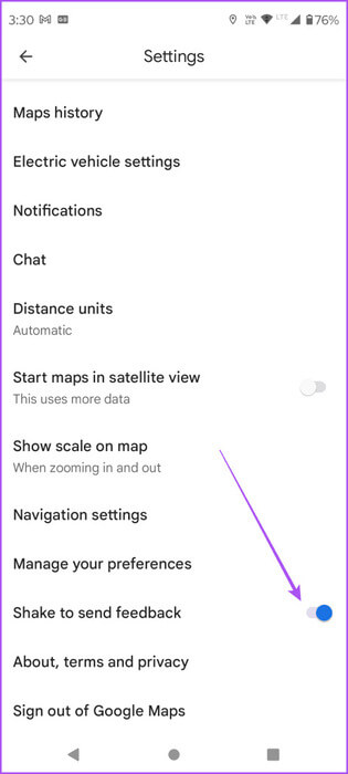 shake-to-send-feedback-google-maps-android-461x1024-1 كيفية استخدام Glanceable Directions على Google Maps