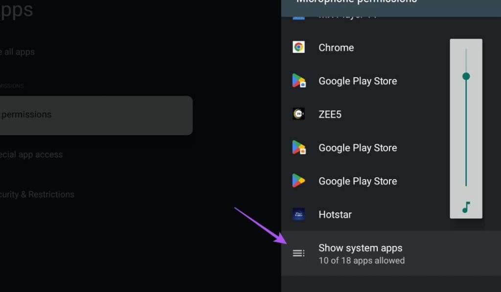 show-system-apps-microphone-google-tv-1024x598-1 أفضل 6 إصلاحات لعدم عمل Google Assistant على Google TV