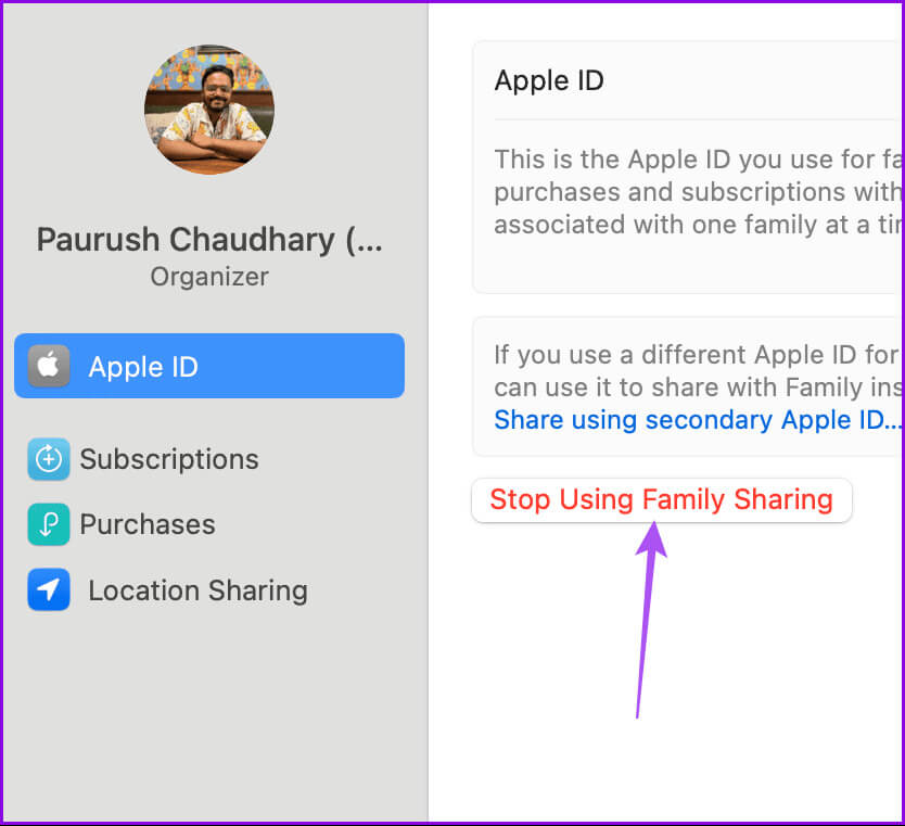 stop-using-family-sharing-mac-1 كيفية إعداد أدوات الرقابة الأبوية على Mac