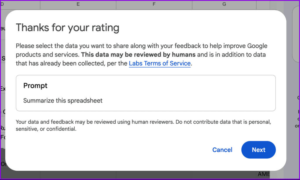 submit-feedback-google-sheets-duet-ai-1024x616-1 كيفية استخدام Duet AI في Google Sheets وGmail وGoogle Drive