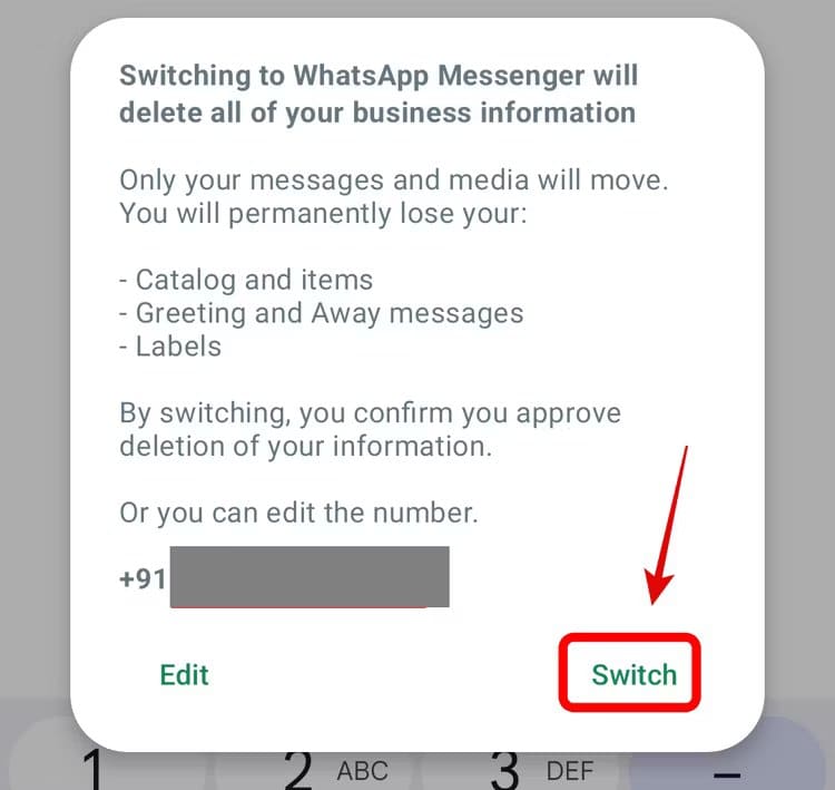 switch-back-to-whatsapp-messenger-from-business-account-1 كيفية استخدام حسابين على WhatsApp على Android