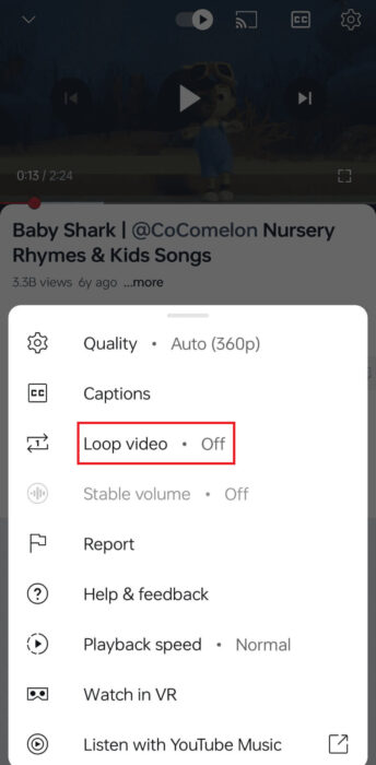 tap-on-loop-video-e1712263168716 كيفية تكرار فيديو YouTube على Android