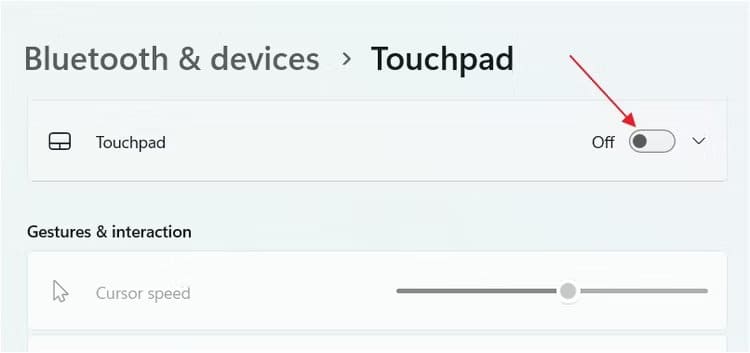 touchpad-toggle-in-the-settings-app هل يتحرك مؤشر الماوس من تلقاء نفسه؟ وإليك كيفية اصلاحها