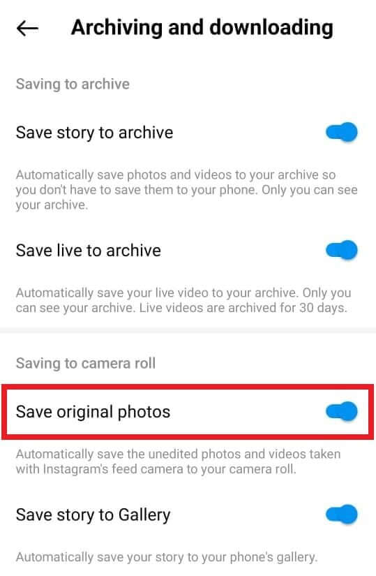 turn-on-save-original-photos-e1710937800601 كيفية تنزيل صورة الملف الشخصي القديمة على Instagram