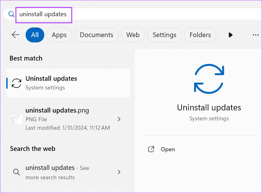uninstall-windows-update أفضل 6 إصلاحات لعدم عمل Lightshot على Windows 11