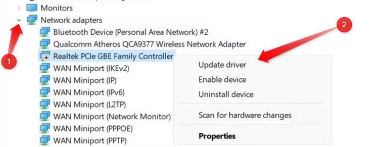 updating-the-ethernet-driver-in-device-manager كيفية إصلاح تعطل اتصال Ethernet على Windows 11
