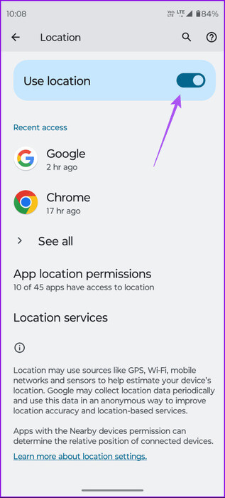 use-location-settings-android-1-463x1024-1 أفضل 5 إصلاحات لعدم عمل الوضع الداكن في Google Maps