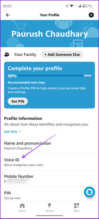 voice-id-profile-settings-alexa-app-463x1024-1 أفضل 9 إصلاحات لعدم عمل تطبيق Amazon Alexa على iPhone وAndroid