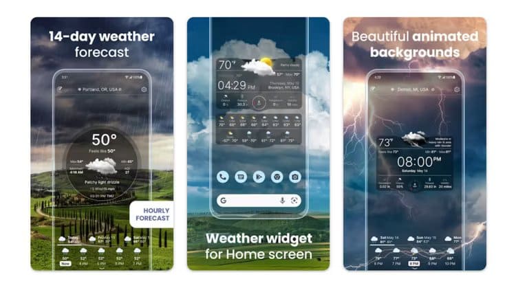 weather-live أفضل 10 تطبيقات widgets الطقس على نظام Android