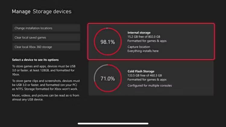 xbox_storage_devices كيفية تحسين الأداء على جهاز Xbox