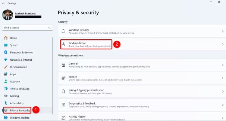1-find-my-device-settings كيفية تمكين واستخدام العثور على جهازي على Windows 11
