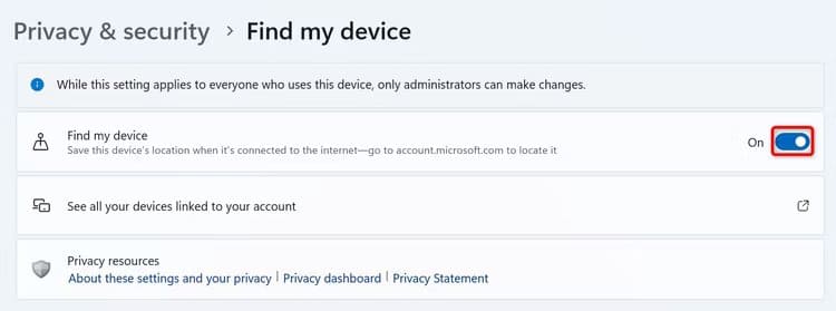 2-enable-find-my-device كيفية تمكين واستخدام العثور على جهازي على Windows 11