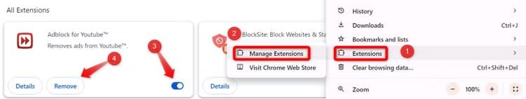 5-disabling-or-removing-an-extension-in-chrome-settings كيفية إصلاح علامات التبويب التي يتم تحديثها تلقائيًا في Chrome