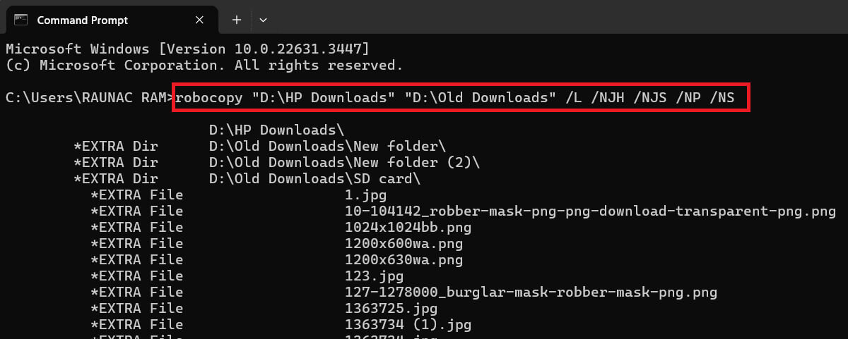 Compare-two-folders-via-Command-Prompt كيفية إجراء مقارنة بين مجلدين على نظام التشغيل Windows 10 بسهولة