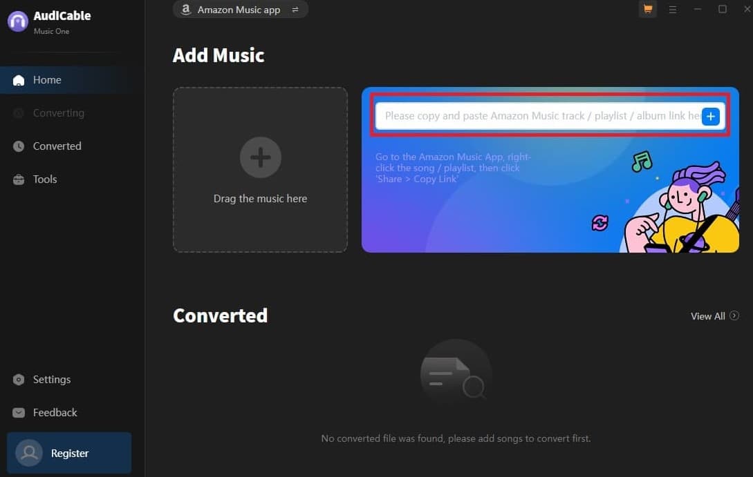 Copy-and-paste-the-song-link-from-Amazon-Music-to-AudiCable كيفية تعيين نغمة رنين على Android من Amazon Music