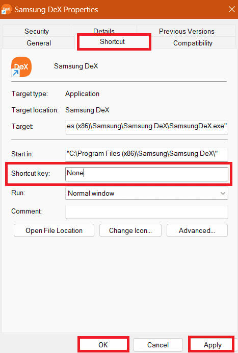 In-the-Shortcut-tab-enter-your-keys-under-Shortcut-keys-then-click-on-Apply-followed-by-OK كيفية إنشاء Macro في Windows 10