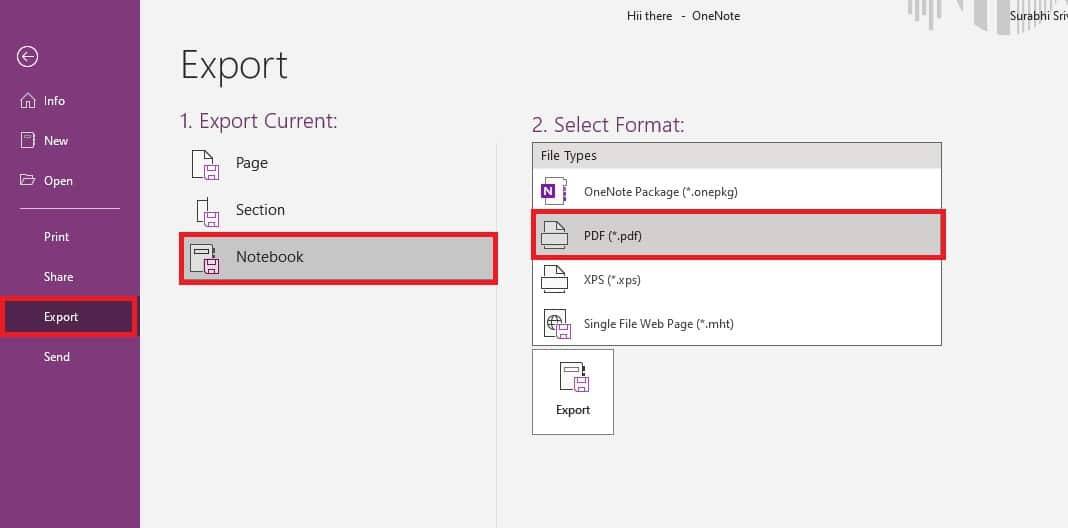 Select-Notebook-under-the-Export-Current-option.-Choose-the-format-and-specify-the-location كيفية تصدير OneNote على Windows 10