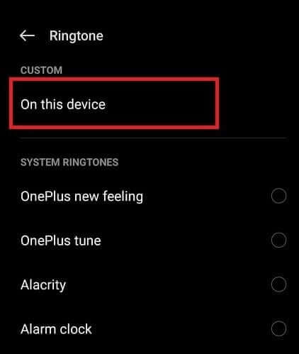 Tap-On-this-device-option-and-select-the-song-you-want كيفية تعيين نغمة رنين على Android من Amazon Music
