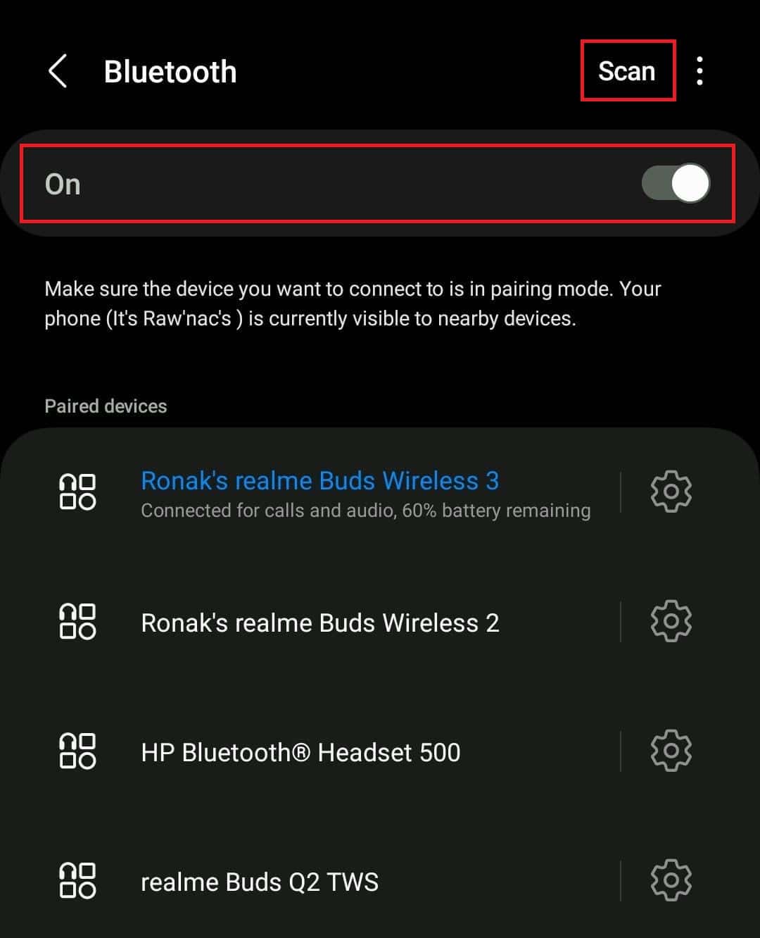 Tap-on-Bluetooth-and-then-tap-on-the-Scan-option كيفية توصيل Soundcore Earbuds بجهاز Android
