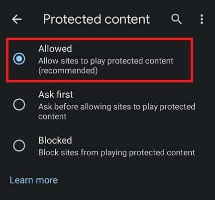 Tap-on-Protected-content-and-select-Allowed-Allow-the-site-to-play-protected-content كيفية استخدام Spotify Web Player على Android