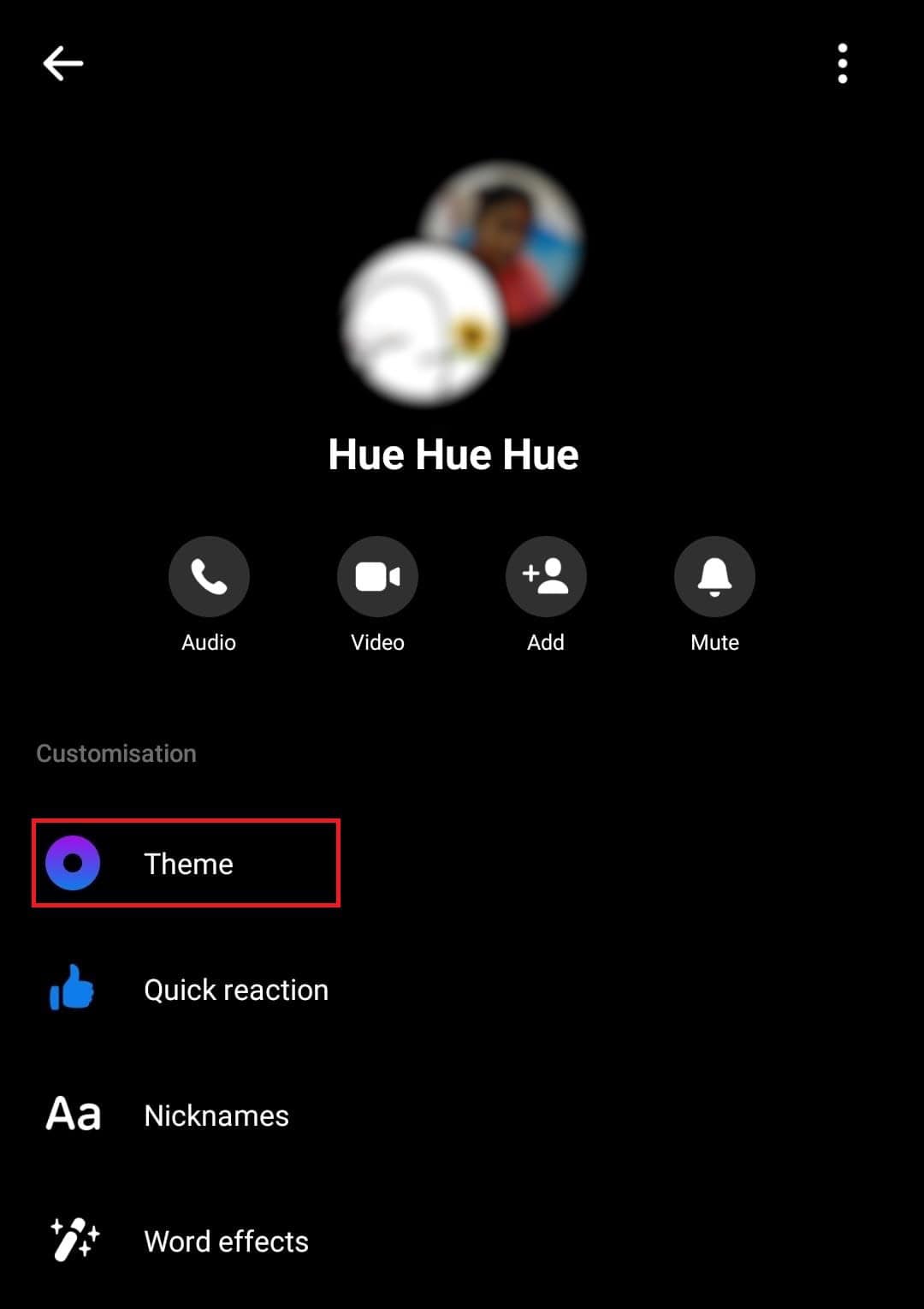 Tap-on-Theme-then-select-the-desired-theme طريقة تعديل مظهر Facebook وMessenger بخطوات بسيطة
