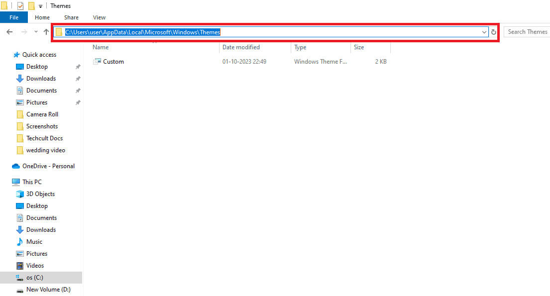 Type-in-the-Themes-directory-address-in-the-Address-bar كيفية العثور على السمات المخزنة في ويندوز 10