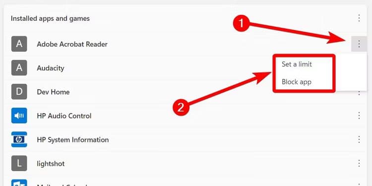 block-app-windows-family-app-2 كيفية إعداد أدوات الرقابة الأبوية على نظام التشغيل Windows 11