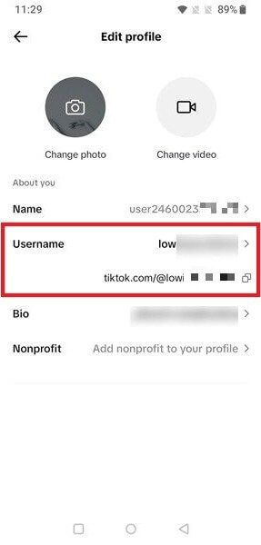 change-username-tiktok-mobile-username-section خطوات بسيطة لتغيير اسم المستخدم واسم العرض على TikTok