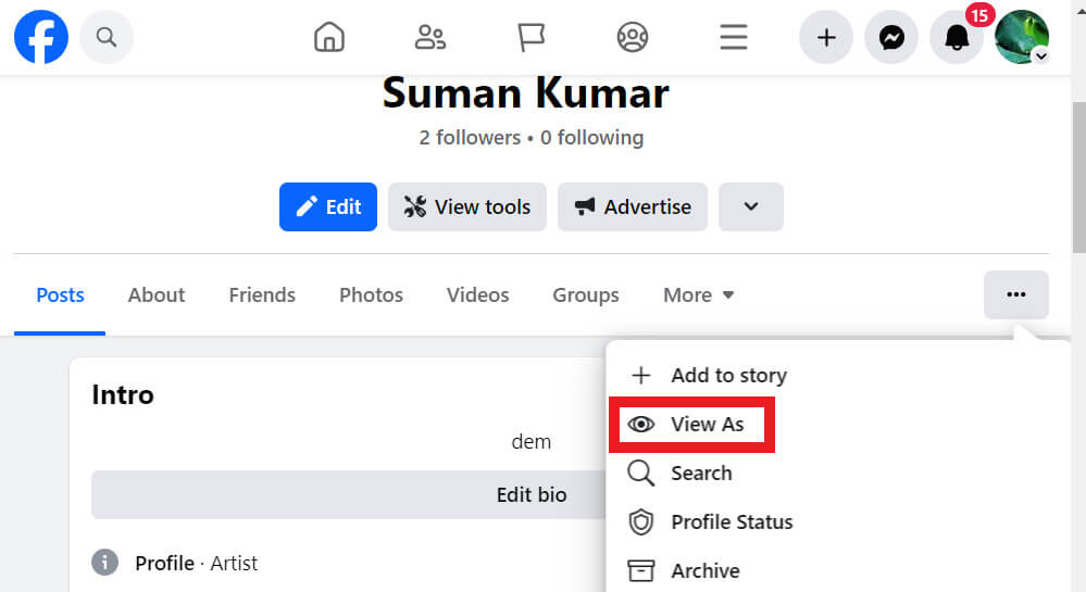 click-n-view-as-e1713685532127 كيف ترى جدولك الزمني على Facebook