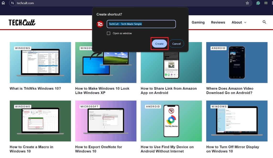 click-on-create-1-e1713269069709 كيفية إضافة اختصار Google Chrome إلى سطح المكتب في Windows 10