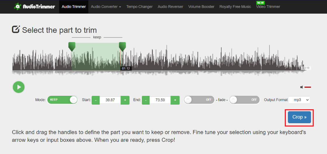 click-on-crop-e1713685949444 كيفية قص ملفات MP3 على Windows 10