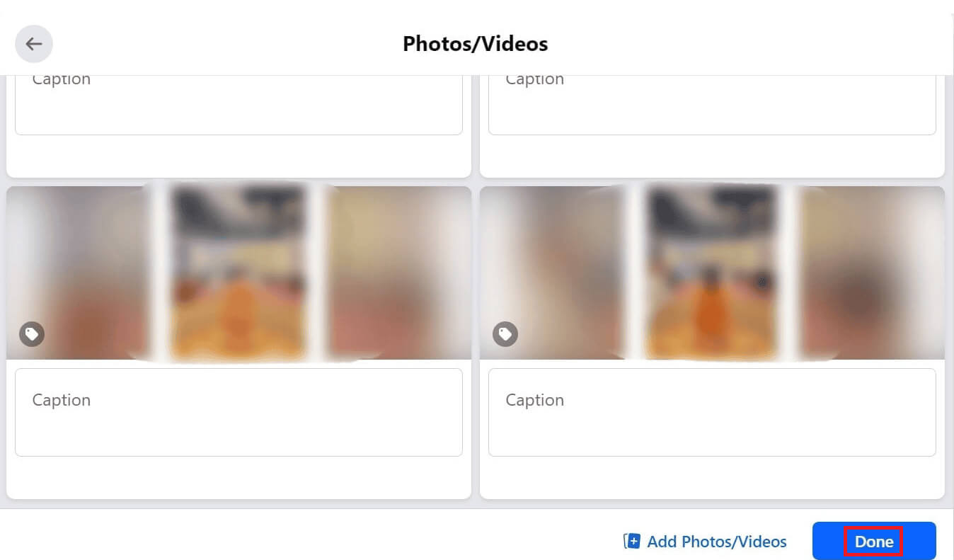 click-on-done كيفية إعادة ترتيب الصور على منشور Facebook