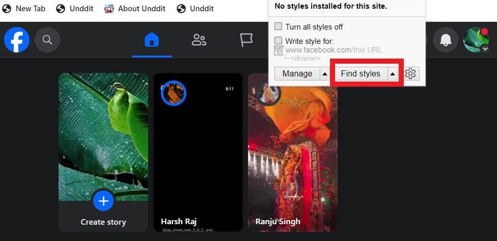 click-on-find-styles-e1713945867342 طريقة تعديل مظهر Facebook وMessenger بخطوات بسيطة