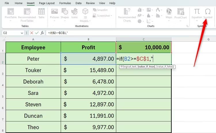 if-function-start-with-symbols-greyed-out كيفية إضافة الرموز التعبيرية إلى برنامج Excel (وتغييرها استجابةً لبياناتك)