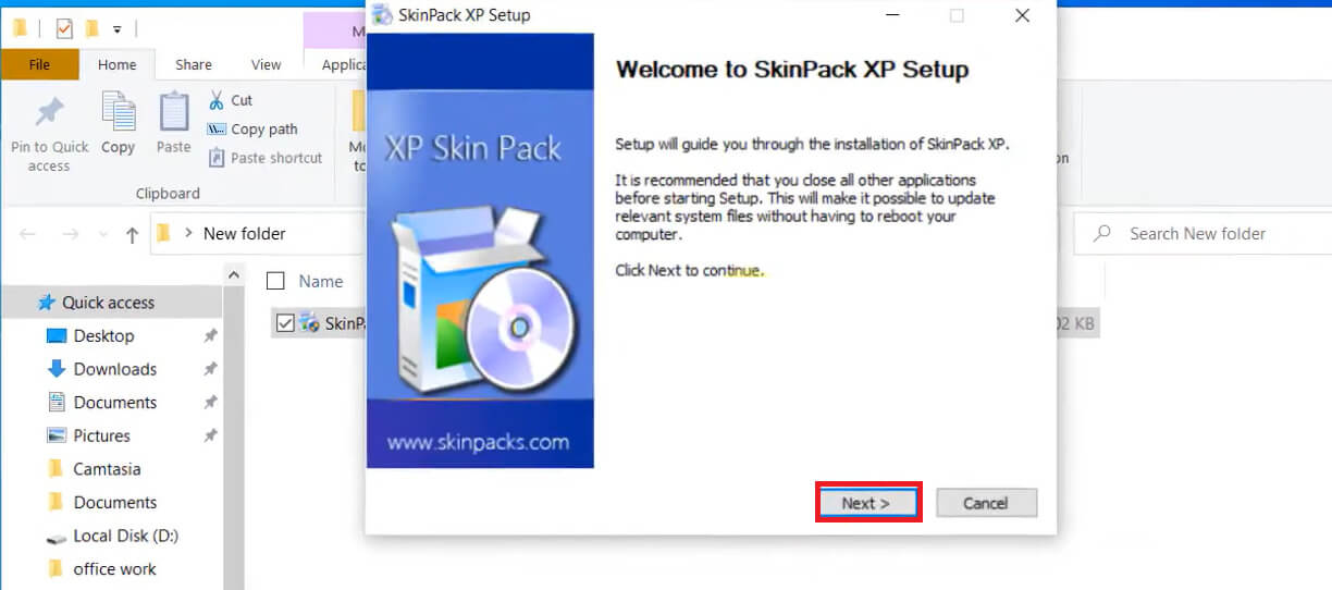 keep-selecting-next-to-complete-the-installation-p-e1713075210806 كيفية جعل Windows 10 يبدو مثل Windows XP