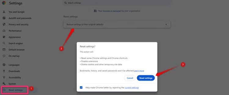 resetting-chrome-settings كيفية إصلاح علامات التبويب التي يتم تحديثها تلقائيًا في Chrome
