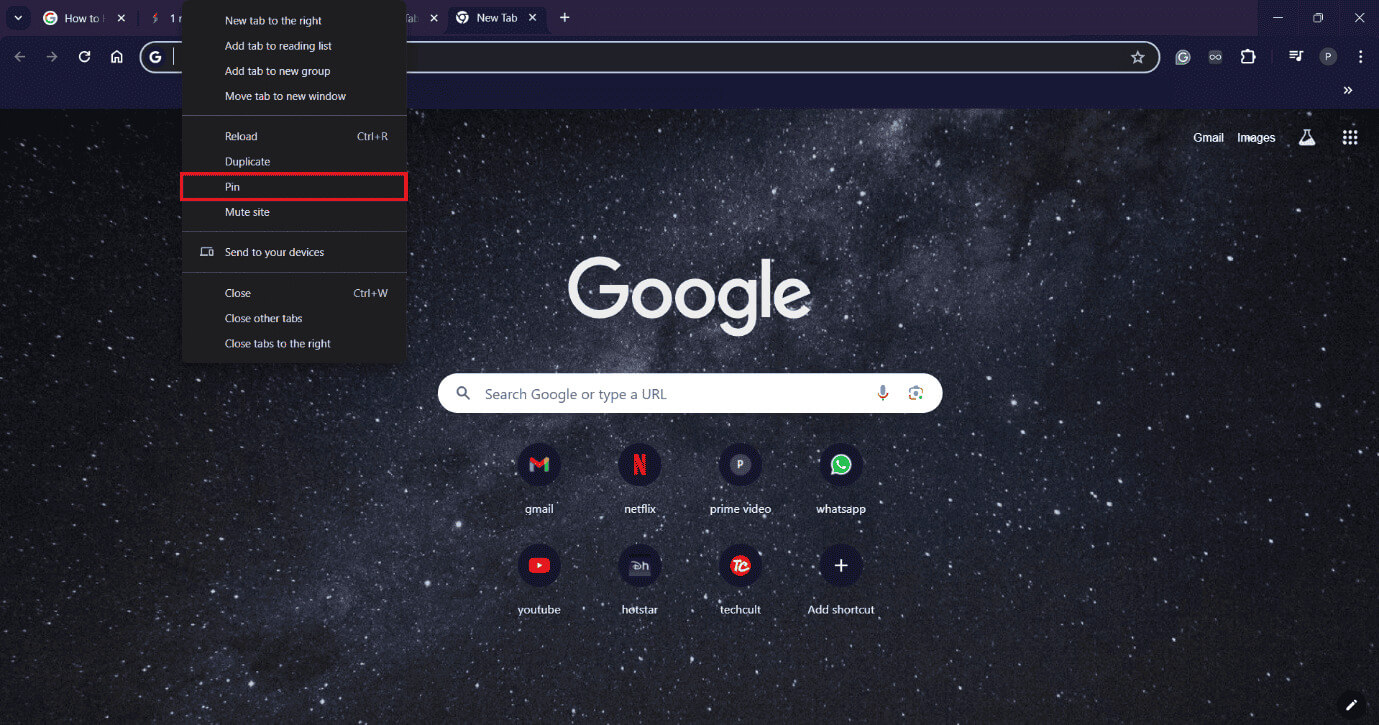 select-pin كيفية إخفاء علامات التبويب في Chrome على Windows 10