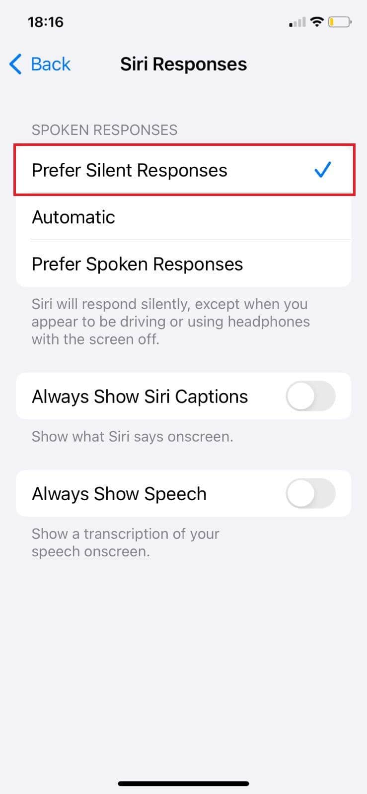 select-prefer-silent-responses كيفية منع Siri من الاستجابة للأصوات الأخرى والتعرف على صوتي فقط