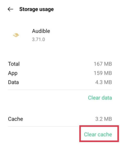 tap-clear-cache-e1712267424253 إصلاح استمرار Audible في التوقف عند قفل الشاشة على Android