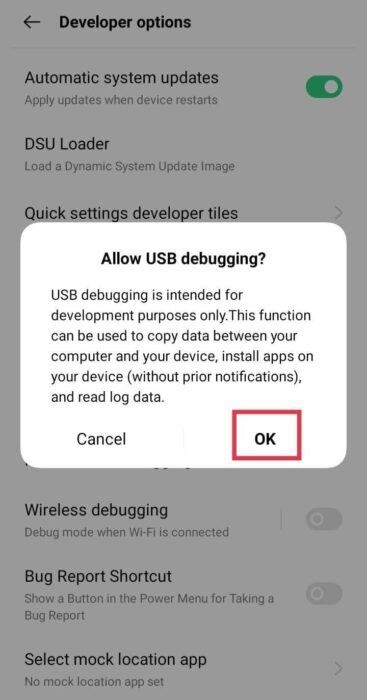 tap-ok-e1711987889791 كيفية تمكين تصحيح أخطاء USB على Android