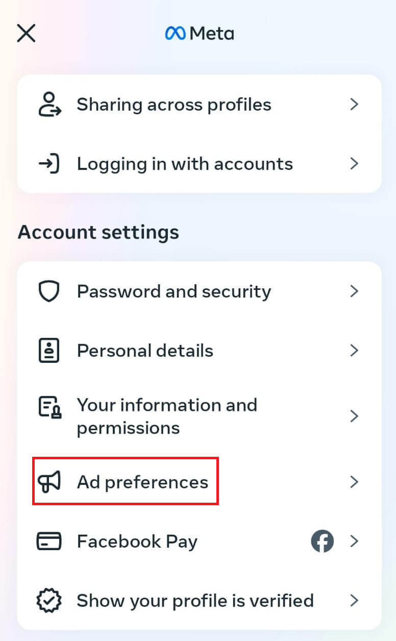 tap-on-ad-preferences-e1712860412305 كيفية التخلص من الإعلانات الممولة على Facebook
