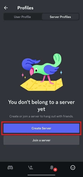 tap-on-create-server-e1712004062777 كيفية تبديل الحسابات على Discord Mobile على Android