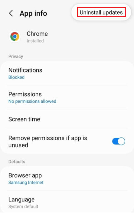 tap-on-uninstall-updates-e1712264292487 كيفية إلغاء تثبيت تحديث البرنامج على Android